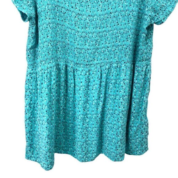 NEW Ulla‎ Popken swiss dot smoked tunic top Size 16/18 turquoise blue - Picture 6 of 9